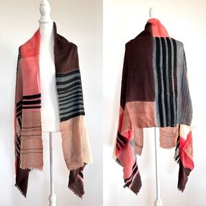 Made in India cashmere lightweight Lagenlook artsy abstract oversized scarf
